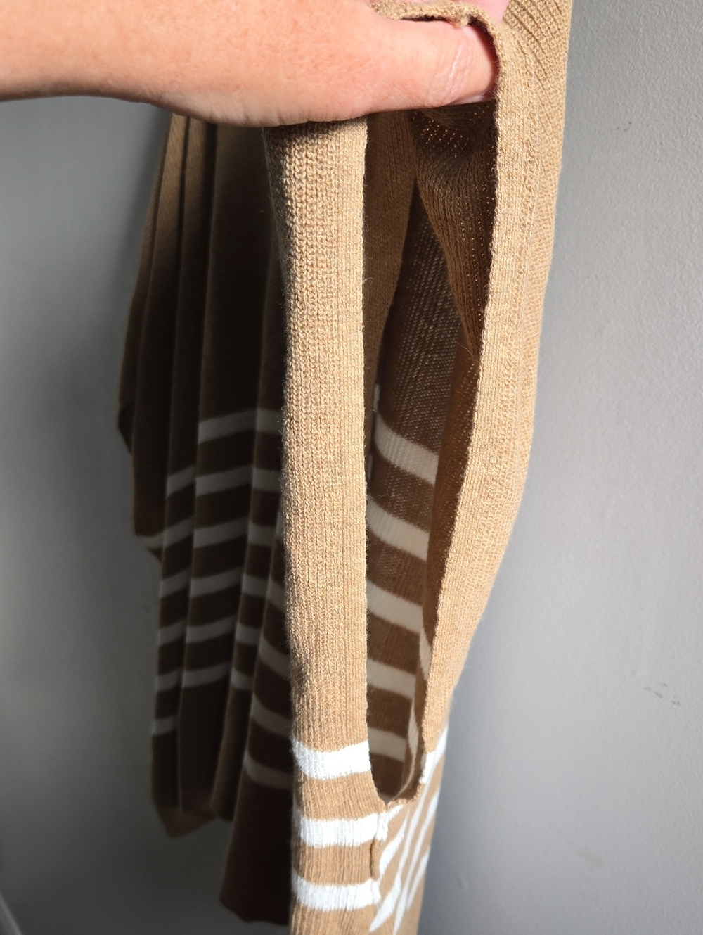 J. Crew Tan and White Oversized Knit Poncho O/S - Picture 4 of 7
